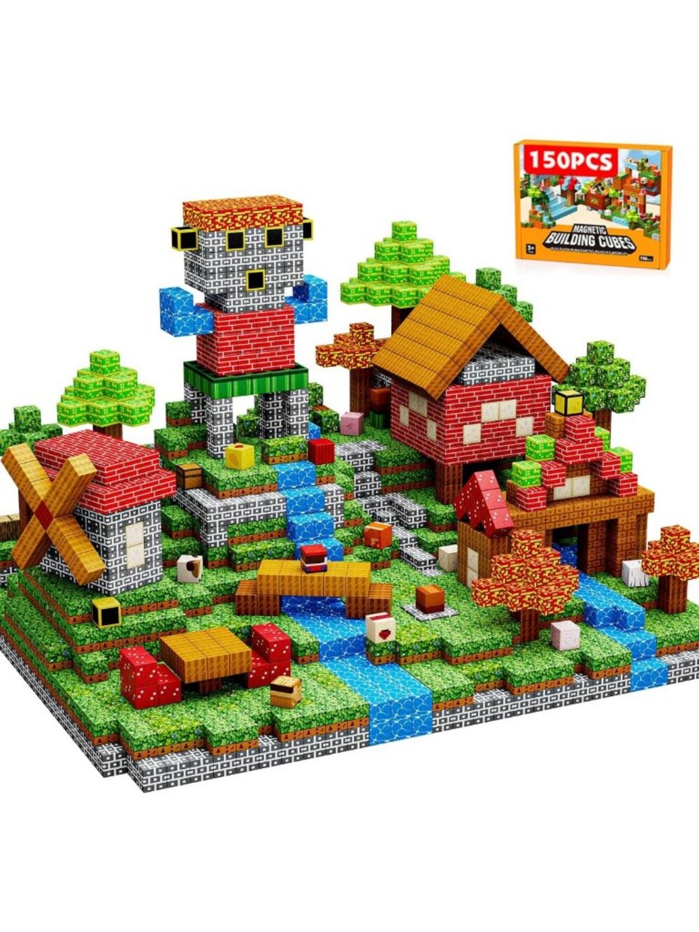 150 PCS Magnetic Building Blocks - STEM Stacking Toys for Kids 3+ - Forest